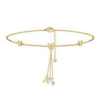 Vacation Letter Butterfly Copper Plating Women's Anklet sku image 1