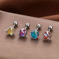 1 Piece Vintage Style Cool Style Round Plating Inlay Copper Artificial Gemstones 18k Gold Plated Ear Studs main image 3
