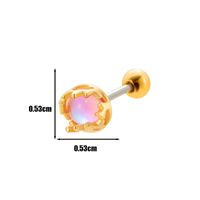 1 Piece Vintage Style Cool Style Round Plating Inlay Copper Artificial Gemstones 18k Gold Plated Ear Studs sku image 8