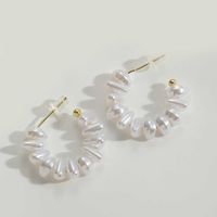 1 Pair Elegant Sweet Flower Plating Inlay Arylic Alloy Copper Artificial Pearls Zircon Earrings sku image 5
