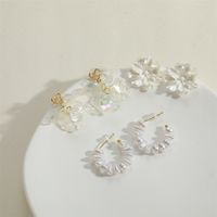 1 Pair Elegant Sweet Flower Plating Inlay Arylic Alloy Copper Artificial Pearls Zircon Earrings main image 5