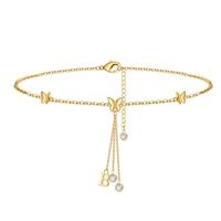 Vacation Letter Butterfly Copper Plating Women's Anklet sku image 2