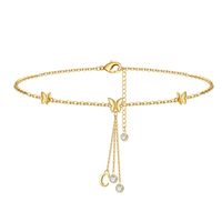 Vacation Letter Butterfly Copper Plating Women's Anklet sku image 3