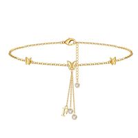 Vacation Letter Butterfly Copper Plating Women's Anklet sku image 6