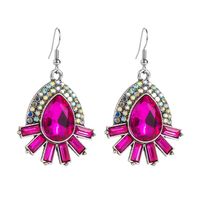 1 Pair Glam Shiny Water Droplets Rectangle Plating Inlay Alloy Rhinestones Glass Drop Earrings main image 6