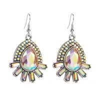 1 Pair Glam Shiny Water Droplets Rectangle Plating Inlay Alloy Rhinestones Glass Drop Earrings main image 5