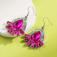 1 Pair Glam Shiny Water Droplets Rectangle Plating Inlay Alloy Rhinestones Glass Drop Earrings main image 4