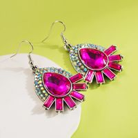 1 Pair Glam Shiny Water Droplets Rectangle Plating Inlay Alloy Rhinestones Glass Drop Earrings main image 3
