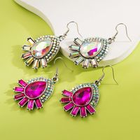 1 Pair Glam Shiny Water Droplets Rectangle Plating Inlay Alloy Rhinestones Glass Drop Earrings main image 1