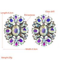 1 Par Lujoso Brillante Oval Enchapado Embutido Aleación Diamantes De Imitación Vidrio Pendientes main image 2
