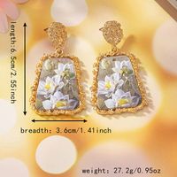 1 Pair Elegant Flower Rectangle Plating Inlay Zinc Alloy Acrylic Drop Earrings main image 3