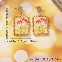 1 Pair Elegant Flower Rectangle Plating Inlay Zinc Alloy Acrylic Drop Earrings main image 2