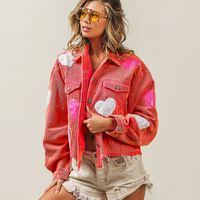 Women's Casual Streetwear Heart Shape Sequins Single Breasted Coat Casual Jacket main image 5