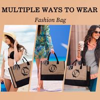 Women's Linen Letter Classic Style Appliques Zipper Handbag main image 3