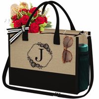 Women's Linen Letter Classic Style Appliques Zipper Handbag sku image 8