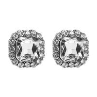 1 Paire Luxueux Brillant Carré Placage Incruster Alliage Strass Verre Boucles D'oreilles sku image 2