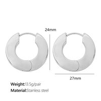 1 Pair Elegant Oval Plating Titanium Steel Hoop Earrings main image 2