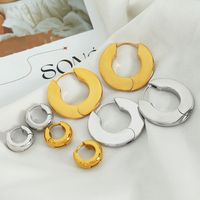 1 Pair Elegant Oval Plating Titanium Steel Hoop Earrings main image 10