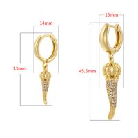 1 Pair Exaggerated Cool Style Crown Chili Plating Inlay Brass Zircon 18k Gold Plated Drop Earrings main image 2