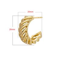 1 Pair Ig Style Casual Simple Style C Shape V Shape Plating Hollow Out Inlay Brass Zircon 18k Gold Plated Ear Studs main image 2