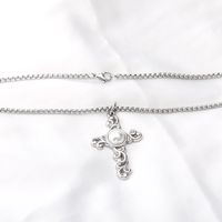 304 Stainless Steel Elegant Plating Inlay Cross Artificial Pearls Pendant Necklace main image 3