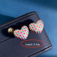 1 Pair Sweet Heart Shape Plating Inlay Copper Zircon Ear Studs main image 2