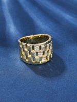 Wholesale Casual Retro Simple Style Lattice Copper Plating Hollow Out Inlay Zircon Rings main image 4