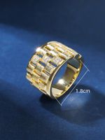 Wholesale Casual Retro Simple Style Lattice Copper Plating Hollow Out Inlay Zircon Rings main image 2