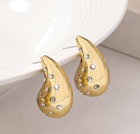 1 Pair Classic Style Water Droplets Plating Inlay Alloy Rhinestones Ear Studs sku image 2