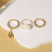 Beach Simple Style Geometric Alloy Plating Inlay Shell Women's Rings main image 3