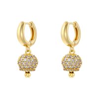 1 Pair Ig Style Cross Moon Bell Plating Inlay Copper Zircon Hoop Earrings main image 4