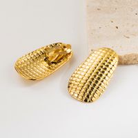 1 Pair Simple Style Grid Stamping Plating Stainless Steel 14k Gold Plated Ear Cuffs main image 1