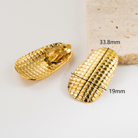 1 Pair Simple Style Grid Stamping Plating Stainless Steel 14k Gold Plated Ear Cuffs main image 2