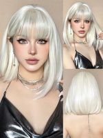 Women's Sweet Silver Casual Street Chemical Fiber Bangs Straight Hair Wig Net main image 1