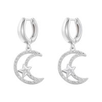 1 Pair Ig Style Cross Moon Bell Plating Inlay Copper Zircon Hoop Earrings sku image 4