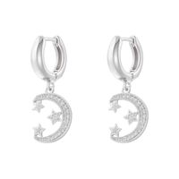 1 Pair Ig Style Cross Moon Bell Plating Inlay Copper Zircon Hoop Earrings sku image 6