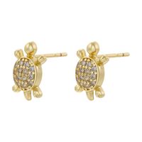 1 Pair Classic Style Tortoise Sunflower Red Heart Plating Inlay Copper Zircon Ear Studs main image 4