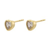 1 Pair Classic Style Tortoise Sunflower Red Heart Plating Inlay Copper Zircon Ear Studs main image 3