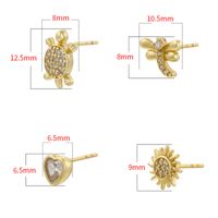 1 Pair Classic Style Tortoise Sunflower Red Heart Plating Inlay Copper Zircon Ear Studs main image 2