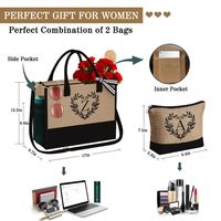 Women's Cotton Letter Heart Shape Classic Style Appliques Zipper Bag Sets main image 8