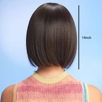 Women's Sweet Brown Casual Weekend Chemical Fiber Bangs Straight Hair Wig Net main image 10