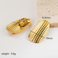 1 Pair Simple Style Grid Stamping Plating Stainless Steel 14k Gold Plated Ear Cuffs sku image 1
