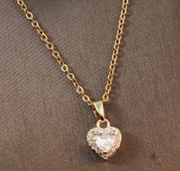 Sweet Heart Shape Titanium Steel Copper Plating Inlay Zircon Pendant Necklace sku image 2
