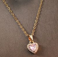 Sweet Heart Shape Titanium Steel Copper Plating Inlay Zircon Pendant Necklace sku image 3