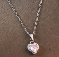 Sweet Heart Shape Titanium Steel Copper Plating Inlay Zircon Pendant Necklace sku image 5