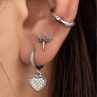 1 Piece IG Style U Shape Heart Shape Wings Copper Zircon Drop Earrings Ear Cuffs Ear Studs main image 1