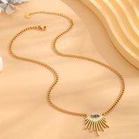 304 Stainless Steel 18K Gold Plated Simple Style Plating Inlay Devil's Eye Rhinestones Pendant Necklace main image 5