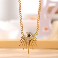 304 Stainless Steel 18K Gold Plated Simple Style Plating Inlay Devil's Eye Rhinestones Pendant Necklace main image 4