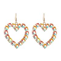 1 Pair Vacation Simple Style Classic Style Heart Shape Hollow Out Inlay Alloy Glass Gold Plated Drop Earrings main image 6