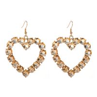 1 Pair Vacation Simple Style Classic Style Heart Shape Hollow Out Inlay Alloy Glass Gold Plated Drop Earrings main image 7